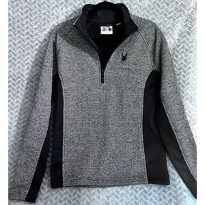 SPYDER Jacket Mens Medium Black/Grey 1/4 Zip Fleece Lined Outdoor Hiking Chore